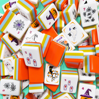 Jeu de Mahjong en Acrylique Personnalisé Gravé, Luxe Moderne, Thème Halloween, Jeu de Table Saison Spooky, Tuiles de Mahjong Cercueil, Bams et Points Toile d'Araignée