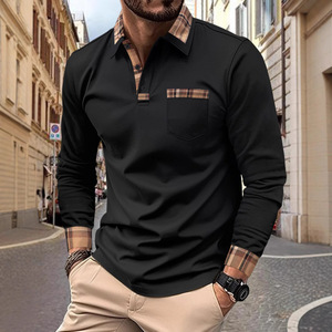 Chemises <span class=keywords><strong>polo</strong></span> pour hommes avec logo personnalisé, manches longues, pour la promotion des ventes de chemises, printemps et automne, design en coton piqué imprimé - Product Image 5