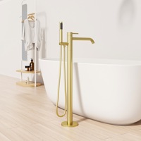 Hotselling Ensemble de douche pour salle de bain Robinets en laiton chromé en céramique Baignoire verticale Colonne de sol Robinets sur pied brossés
