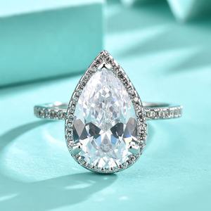 Gr72 925 Sterling Zilveren Trendy Verlovingsringen Peer Gesneden Zirkonia Cz Iced Bruiloft Belofte Ringen Voor Vrouwen Trouwringen - Product Image 3