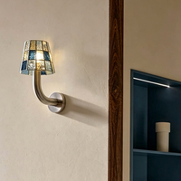Nueva Lámpara de Pared de Mosaico de Vidrio Hecha a Mano de ZeroUNO Lighting, Estilo Turco Bohemio con Cuerpo de Hierro, Lámpara de Noche para Hotel