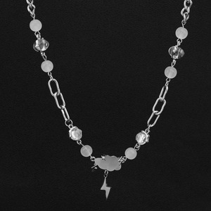 2026 Hot Selling Simple Light Luxury Cloud Lightning Pendant Necklace Silver Plated Unisex's Necklaces Fashion Jewelry Wholesale - Product Image 6