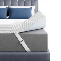 Surmatelas en fibre de bambou et polyester de 4 pouces, taille Queen, soulageant la pression et les douleurs dorsales, antidérapant, amovible et lavable