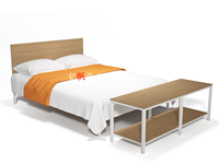 Nouveau design confortable collège dortoir auberge hôtel cadre en métal lit double avec table d'appoint