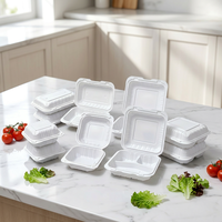 Contenants jetables pour restaurant, assiettes en plastique, boîtes à salade à 3 compartiments, boîtes alimentaires écologiques à emporter avec couvercles