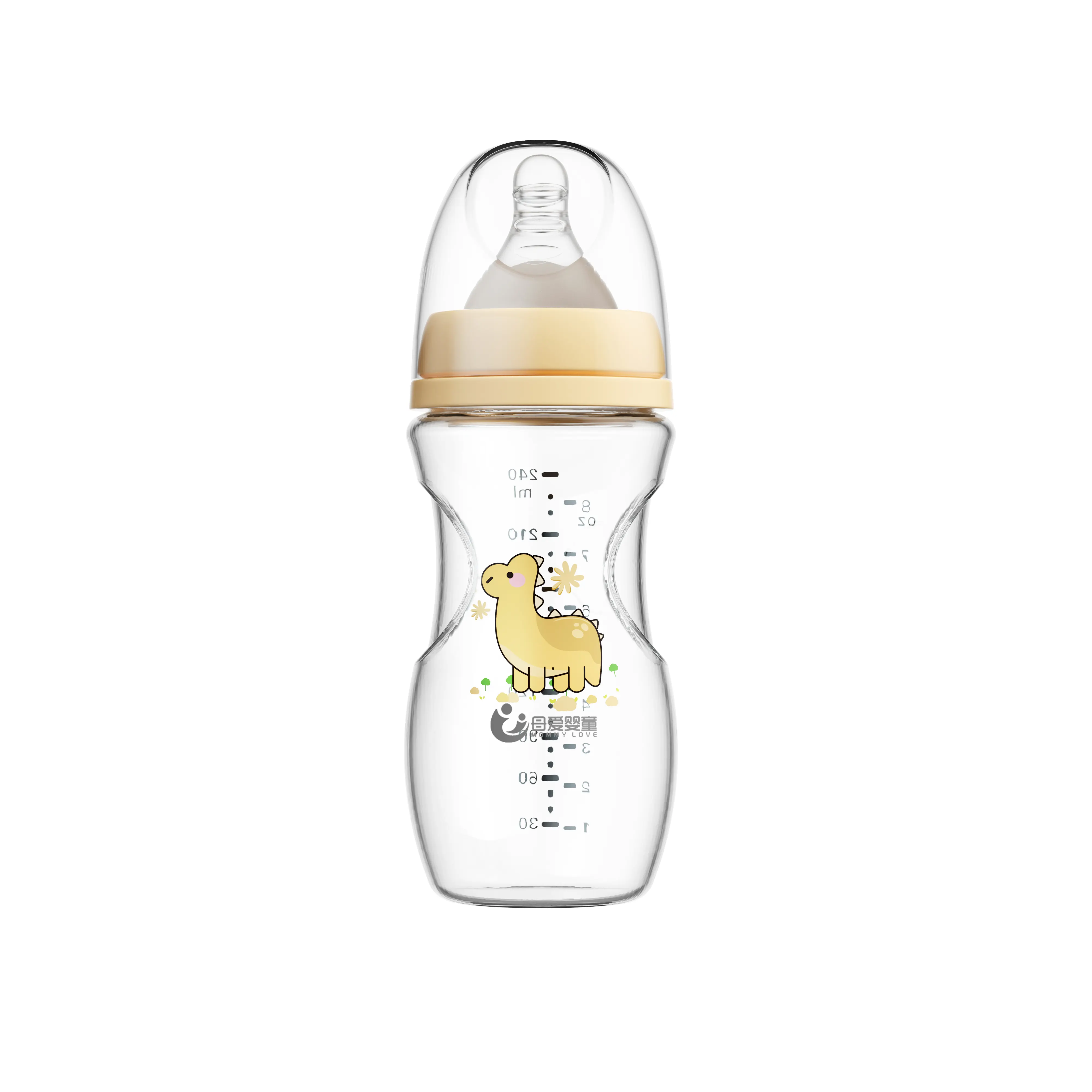 Botol susu pengumpan anti kolik untuk bayi, botol susu kaca untuk bayi baru lahir 240ml/8oz