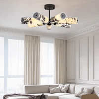 Lampe suspendue créative en marbre et métal, design cylindrique en albâtre, pour salle à manger d'hôtel, base blanche en albâtre, éclairage LED