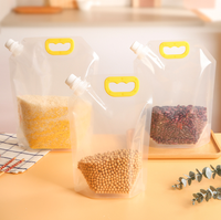 Sac de stockage transparent pour céréales avec bec verseur et poignée, pochette refermable réutilisable anti-humidité pour aliments liquides et solides