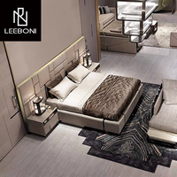 Nouveau design d'ensemble de meubles de chambre à coucher de luxe lit en bois tête de lit king size en cuir blanc lit de luxe