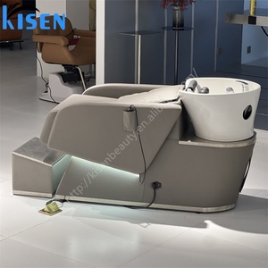 Fauteuil de lavage de cheveux Kisen confortable en cuir PU pour hommes et femmes, design moderne, avec bac à shampoing - Product Image 4