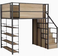 Modernes Cabrio-Doppel-Hochbett mit leerem Einzel bett und oberem Bett Kleider schrank für Schlafzimmer Hotel & Wohnzimmer