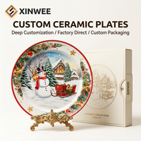 Plato de Cerámica con Diseño Original Navideño, Vajilla para Restaurante, Decoración del Hogar, Plato Occidental, Regalo Navideño, Plato de Porcelana
