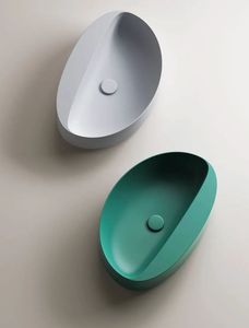 Modern Shallow Oval Concrete Washbasin Smooth Grey Cement Vessel Sink Above Counter Bathroom Lavabo Vietnam Manufacturer - Product Image 6