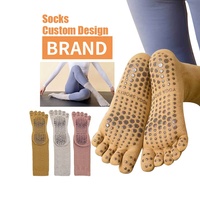 Chaussettes de yoga antidérapantes à 5 orteils pour femmes, design professionnel personnalisé, chaussettes à grip, logo personnalisé