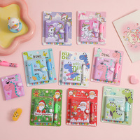 Set de Papelería Escolar Kawaii, Libreta Portátil de Dibujos Animados de Santa Claus, Mini Libreta de Cuero con Espiral, Hojas Sueltas de PVC, PP 43