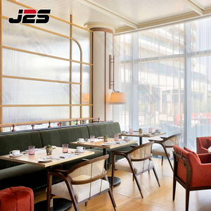 J2s hiện đại sang trọng nhà hàng đồ nội thất thiết lập với rắn bàn gỗ bọc ghế Booth chỗ ngồi chống xước kết thúc - Product Image 5