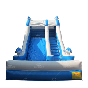 Winsun thương mại lớp cá heo trượt nước <span class=keywords><strong>Inflatable</strong></span> màu xanh cá heo trượt nước với hồ bơi để bán - Product Image 1