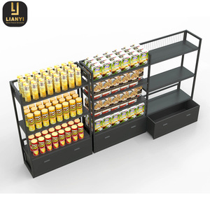 Estantes de exhibición de bocadillos de estantería de góndola de tienda de comestibles metálicos negros para supermercado general - Product Image 5
