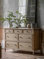 Commode à sept tiroirs en bois massif de style campagnard américain, armoire de rangement vintage en chêne français pour salon, chambre à coucher, utilisation murale