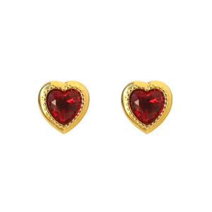 Heart Shape Zircon Stud Earrings Gold Plated Bezel Setting Everyday Wear Women's Jewelry - Product Image 5