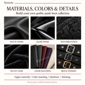 Stivali Punk da Donna Xinzirain Personalizzati con <span class=keywords><strong>Borchie</strong></span>, Suola Chunky <span class=keywords><strong>e</strong></span> Fibbia alla Caviglia in Stile Gotico - Product Image 3
