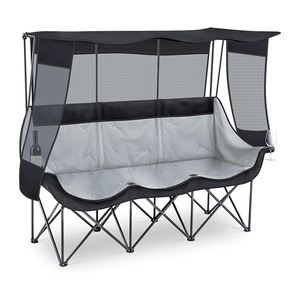 Chaise pliante moderne portable en métal pour les loisirs en plein air inclinable Canopy Triple Camping Dossier Sofa pour se prélasser au <span class=keywords><strong>soleil</strong></span> en plein air - Product Image 1