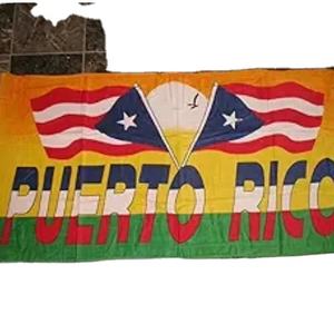 Custom K novità Puerto Rico Sun tropicale 2 bandiere tramonto 30x60 telo mare - Product Image 1