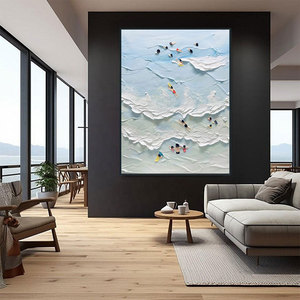 Nghệ Thuật Ban Đầu Handmade Kích Thước Lớn 3D Tường Nghệ Thuật Cảnh Biển Bức Tranh Tùy Chỉnh Kết Cấu Vải Cá Nhân Phòng Khách Trang Trí Nội Thất Quà Tặng - Product Image 3