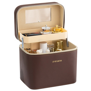 GREENSIDE Boîte de rangement pour cosmétiques Ins haut de gamme Organisateur de <span class=keywords><strong>maquillage</strong></span> en cuir portable grande capacité pour femmes Super populaire - Product Image 1