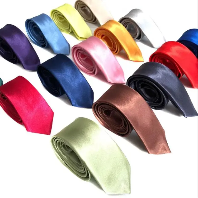 A1925 Solid Color 5cm Casual Men Tie Gentlemen Wedding Bridegroom Narrow Necktie Silk Satin Necktie