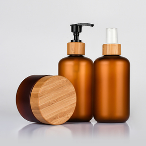 베스트셀러 120ml 250ml 500ml PET 플라스틱 화장품 포장 스킨케어 크림 병 대나무 뚜껑 포함 - Product Image 5