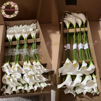 Heiß begehrte, echt anfühlende weiße Calla-Lilie, künstliche Blume mit langem Stiel für Hochzeitsdekoration, Brautstrauß