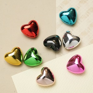 20mm acrílico UV plateado Metal corazón DIY hecho a mano pulsera pendientes cuenta Material accesorios de joyería - Product Image 2