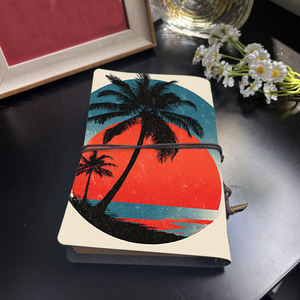 Carnet A6 fait à la main Cadeau élégant pour les chefs de département Idéal pour la coordination entre les équipes et la planification budgétaire avec des palmiers - Product Image 3