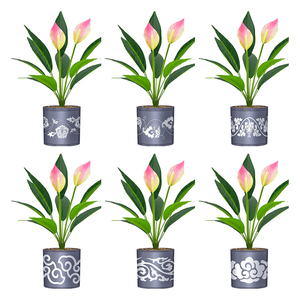 Planta Artificial YICAI, Bonsái de Imitación con Patrón de Cemento, con Maceta de Plástico, <span class=keywords><strong>Macetas</strong></span> de Planta Artificial - Product Image 5