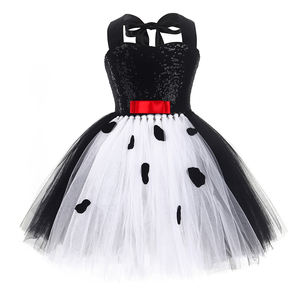 <span class=keywords><strong>Vestido</strong></span> de tul con lentejuelas y tocado para niños, conjunto de ropa infantil para fiesta, <span class=keywords><strong>Cruella</strong></span>, Cosplay, Carnaval, 2022 - Product Image 6
