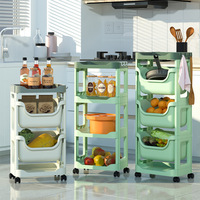 Étagère de rangement de cuisine en plastique non pliable, 5 niveaux, mobile, pour le stockage de légumes, jouets, fruits et collations