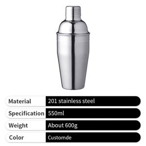 Stainless Steel Bottle 550Ml Metal Portable Round Bar <b>Tool</b> Cocktail Shaker Cup for <b>Engraving</b> - Product Image 5