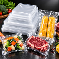 Sacs sous vide texturés gaufrés en nylon pour viande, maïs et aliments surgelés, emballage thermoscellé sur trois côtés, sacs en plastique transparents OEM