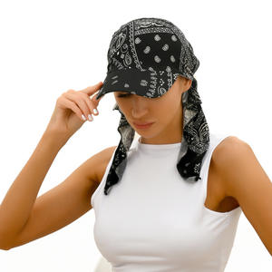 נשים מגוון רחב הדפסה פייזלי בנדנה ראש צעיף כובע קיץ מתקפל אנטי-v גולף כובע שמש - Product Image 2