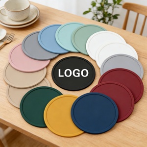 Sous-verres ronds en silicone personnalisés en gros, tapis antidérapants lavables pour tasses à café, bière et thé - Product Image 1