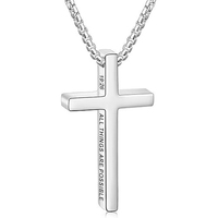Collares y Cadenas de Moda Fina con Colgante de Cruz Pequeña de Aleación Pulida de Alto Brillo Estilo Hip Hop para Hombres
