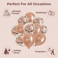 Lot de 20 ballons en latex or rose à paillettes de 12 pouces pour la remise des diplômes, les vœux de rétablissement et les décorations