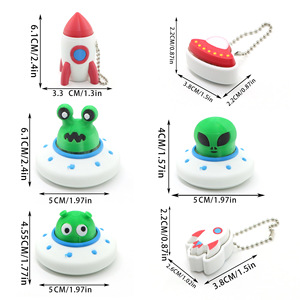 Porte-clés pendentif créatif d'impression 3D sur le thème de l'exploration spatiale, personnalisable, anti-stress, avec jouets miniatures amusants (fusée, extraterrestres) en forme de dessin animé, cadeau - Product Image 3