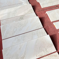 Escalier en marbre de luxe Cammy Stone, personnalisé, poli, en marbre Bianco Royal, pour projet de villa, cuisine, hall
