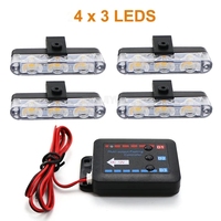 Blitz-Warnleuchte Rot Blau Gelb Rettungsfahrzeug Notfall-Blinklicht Signalbeleuchtung 3 LED Auto Frontgrill Stroboskoplichter