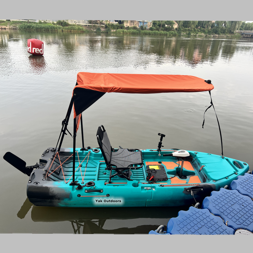 2025 New Modular 9ft Wide Motorized Plastic Fishing Kayak Easy Store With Pedal Drive 3 Person Capacity