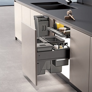 Poubelle coulissante moderne à fermeture douce pour installation sous plan de travail de cuisine, en matériaux recyclés, pour armoire de cuisine - Product Image 1