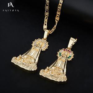 จี้สร้อยคอแฟชั่นรูปพระแม่มารีประดับเพชรหลากสีแบบสามมิติมองเห็นได้ด้วยตาเปล่า FP1003 ชุบทอง 18k สำหรับผู้หญิง - Product Image 5