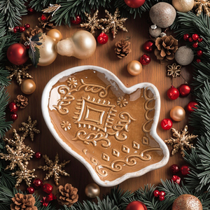 Céramique marron personnalisé Noël en relief cloche arbre maison gant Train pain d'épice homme Festival plaques avec neige <span class=keywords><strong>blanche</strong></span> peint jante - Product Image 1